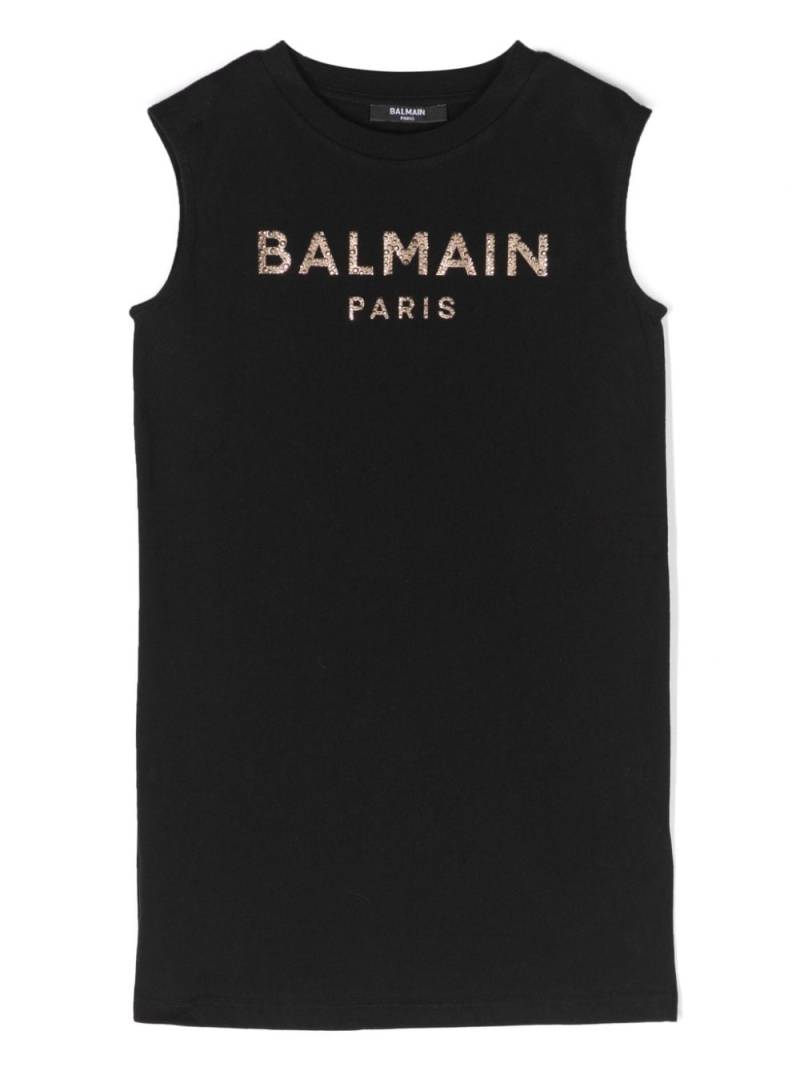 Balmain Kids rhinestoned sleeveless dress - Black von Balmain Kids