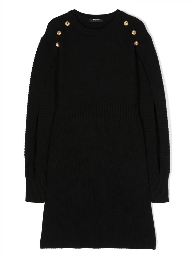 Balmain Kids rib-knit buttoned dress - Black von Balmain Kids