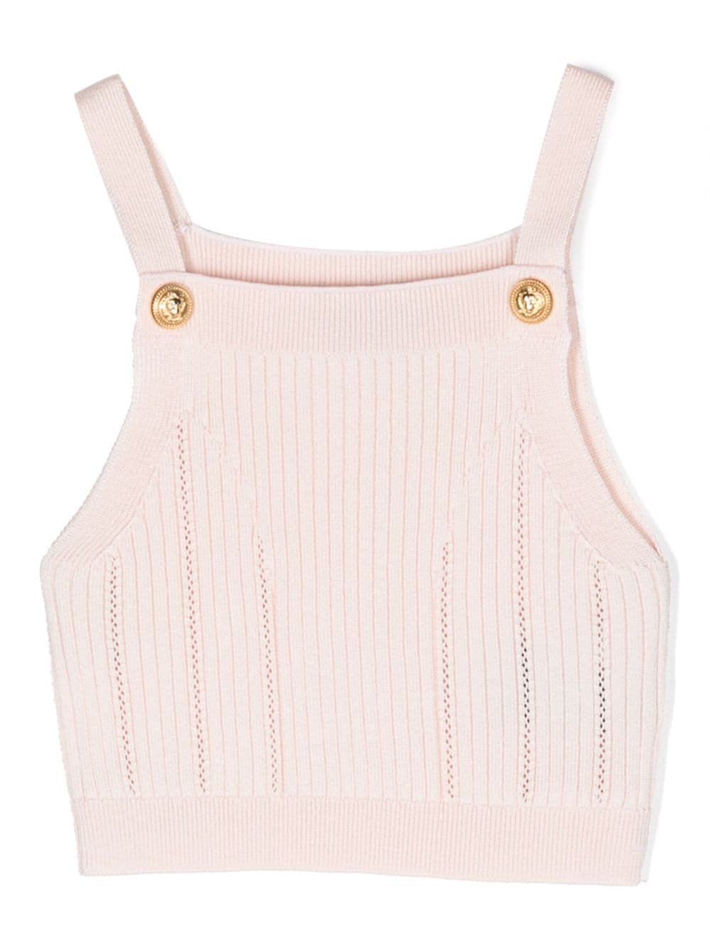 Balmain Kids ribbed-knit cotton-blend top - Pink von Balmain Kids