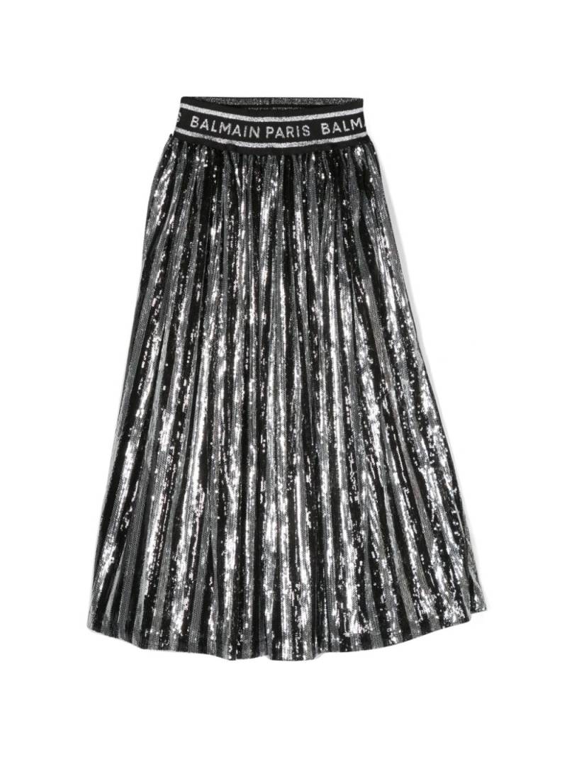 Balmain Kids sequinned pleated skirt - Black von Balmain Kids