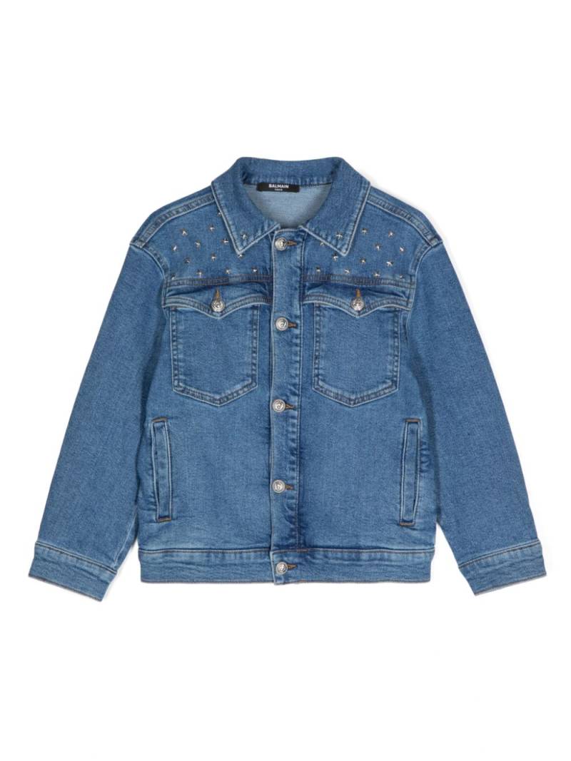 Balmain Kids silver-tone trim denim jacket - Blue von Balmain Kids