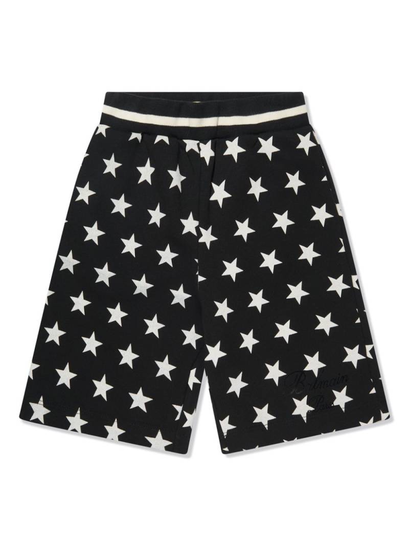 Balmain Kids star print cotton shorts - Black von Balmain Kids