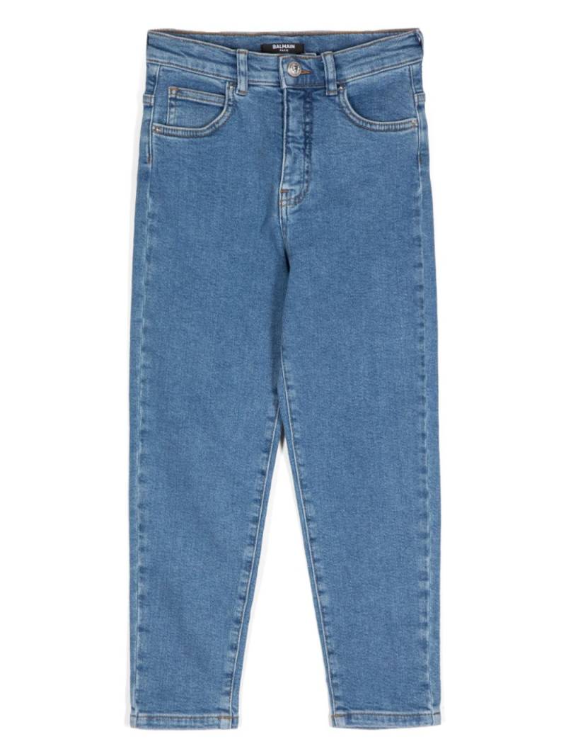 Balmain Kids straight-leg cotton-blend jeans - Blue von Balmain Kids