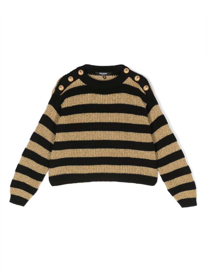 Balmain Kids stripe-pattern knit jumper - Black von Balmain Kids