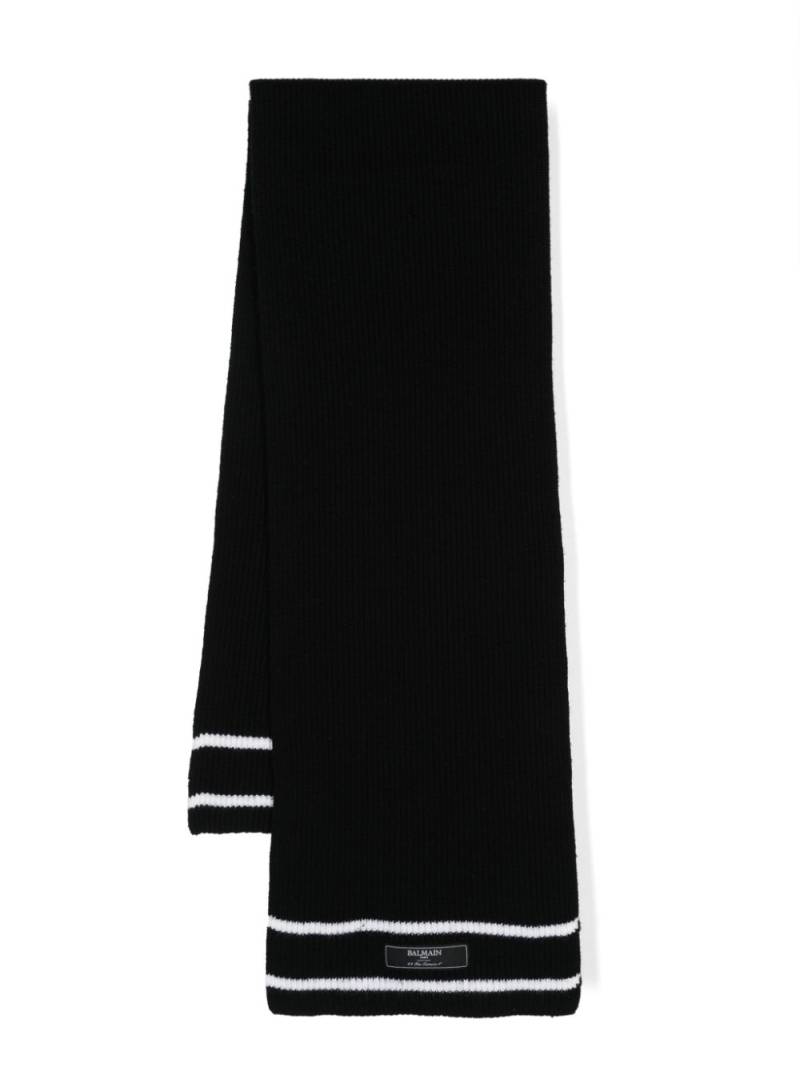 Balmain Kids stripe-trim ribbed scarf - Black von Balmain Kids