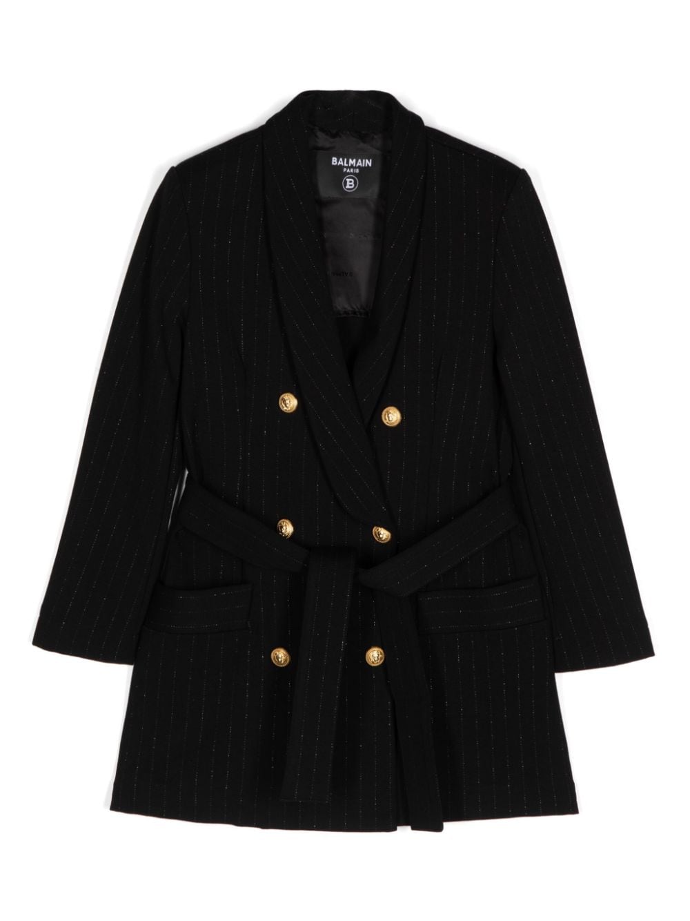 Balmain Kids striped double-breasted coat - Black von Balmain Kids