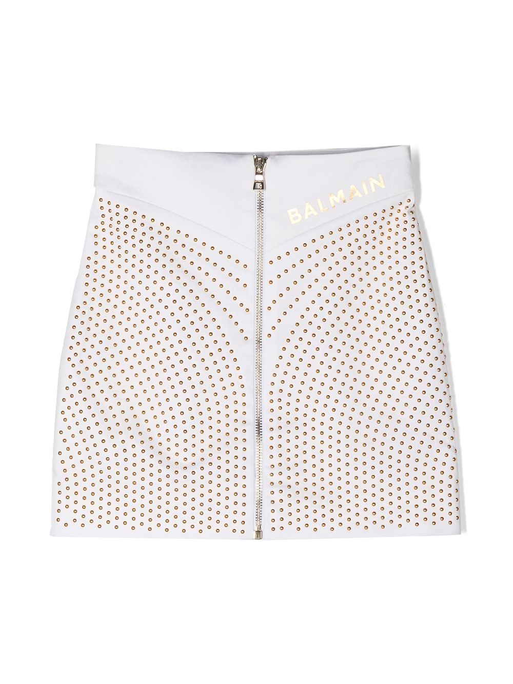 Balmain Kids stud-embellished zip-up skirt - White von Balmain Kids