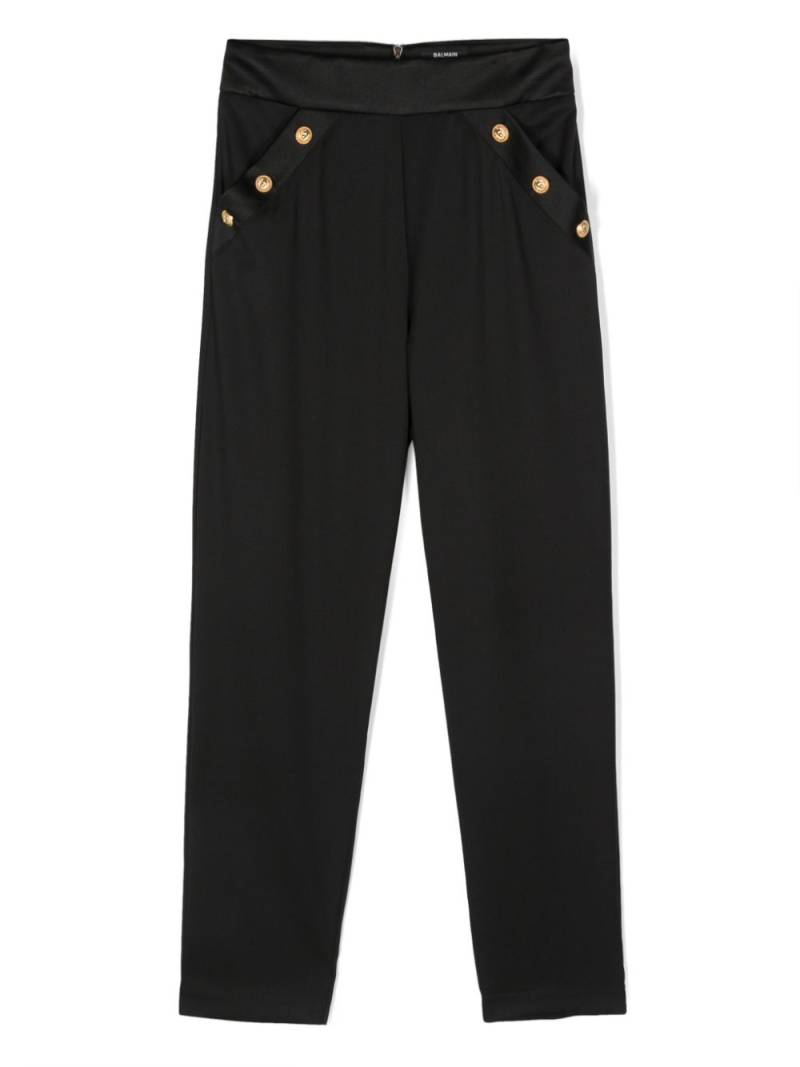 Balmain Kids tapered-leg virgin wool trousers - Black von Balmain Kids