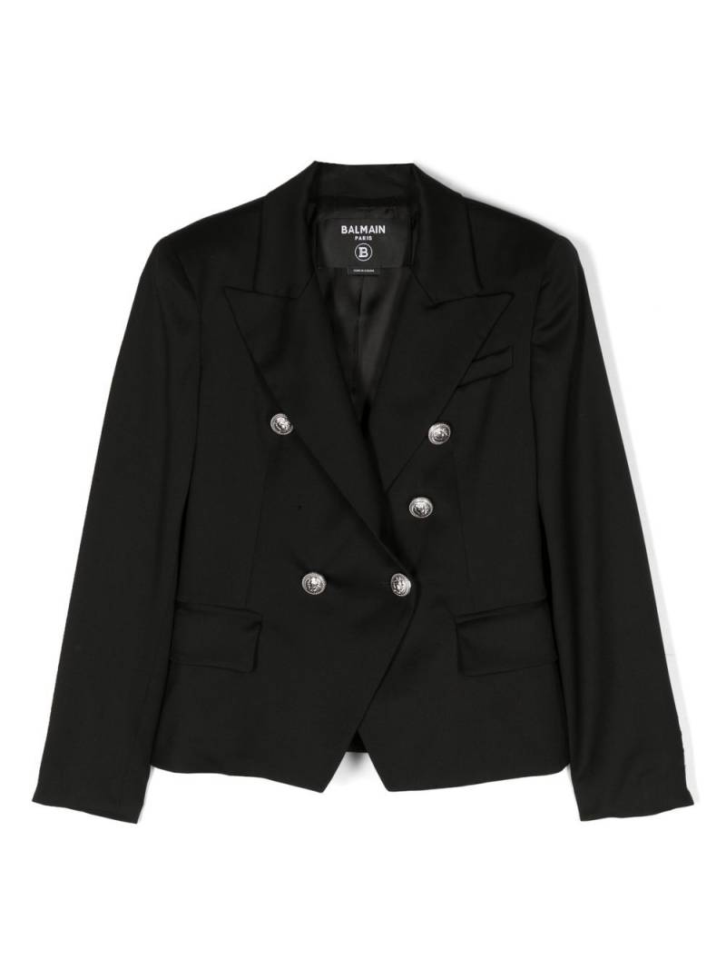 Balmain Kids virgin wool double-breasted blazer - Black von Balmain Kids