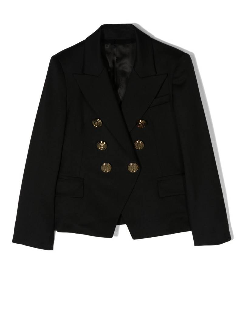 Balmain Kids virgin wool double-breasted blazer - Black von Balmain Kids