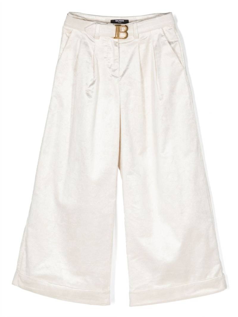 Balmain Kids wide-leg corduroy trousers - White von Balmain Kids