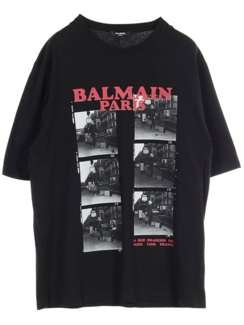 Balmain Pre-Owned 2020s photograph-print cotton T-shirt - Black von Balmain Pre-Owned