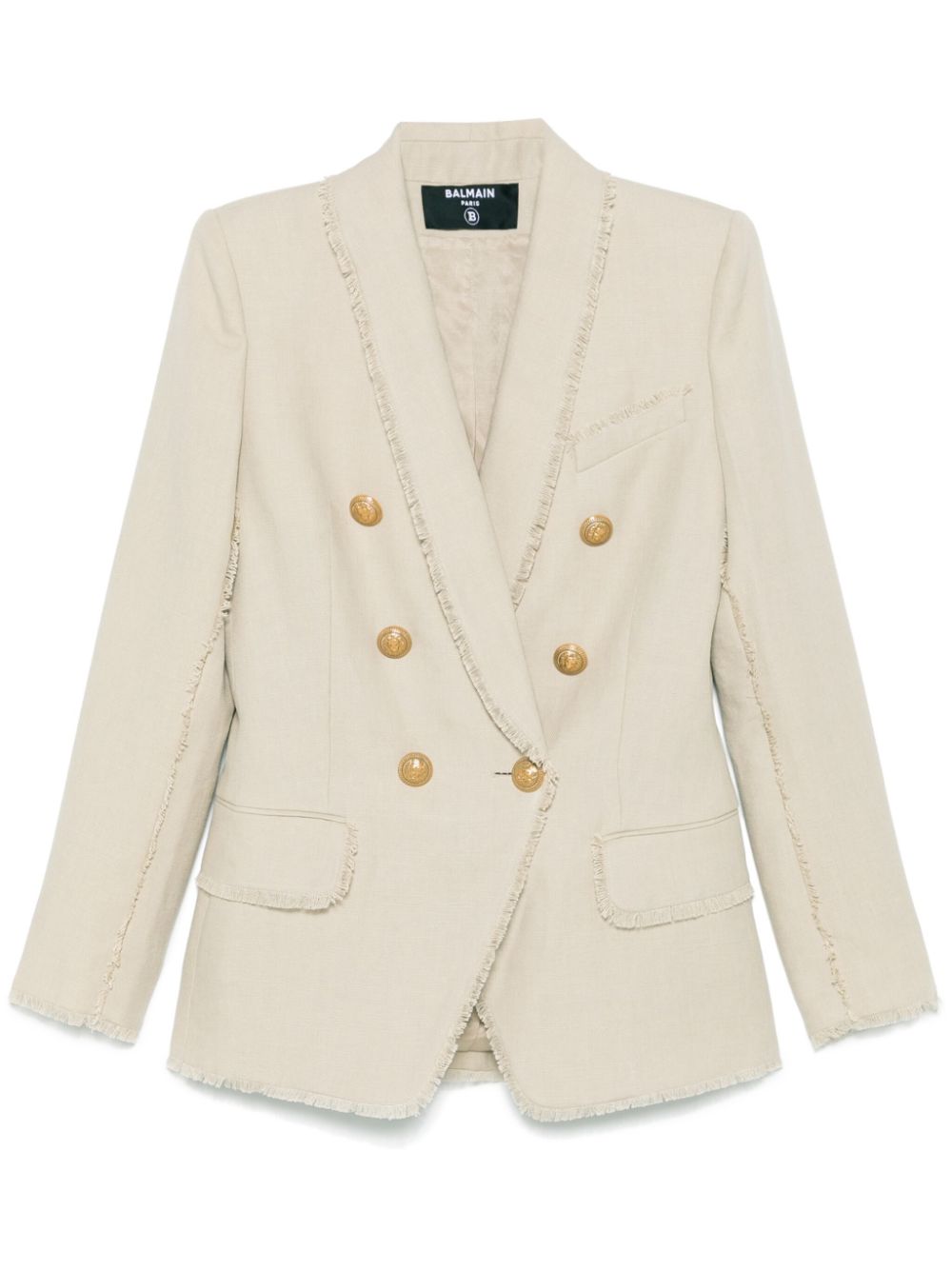 Balmain Pre-Owned frayed-edge blazer - Neutrals von Balmain Pre-Owned