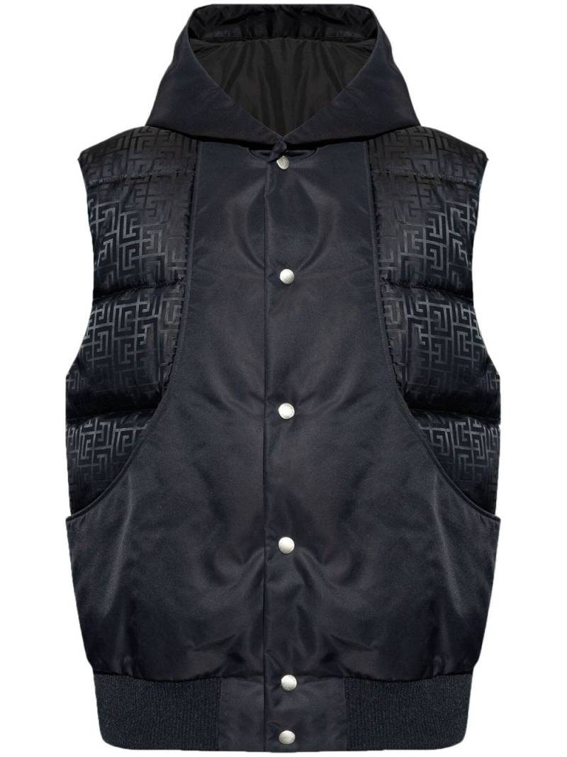 Balmain 4G hooded puffer gilet - Blue von Balmain