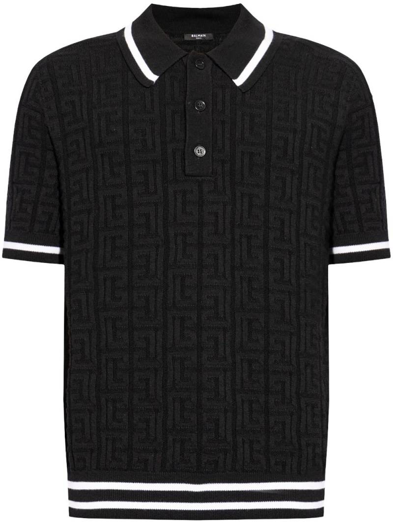 Balmain 4G knitted polo shirt - Black von Balmain