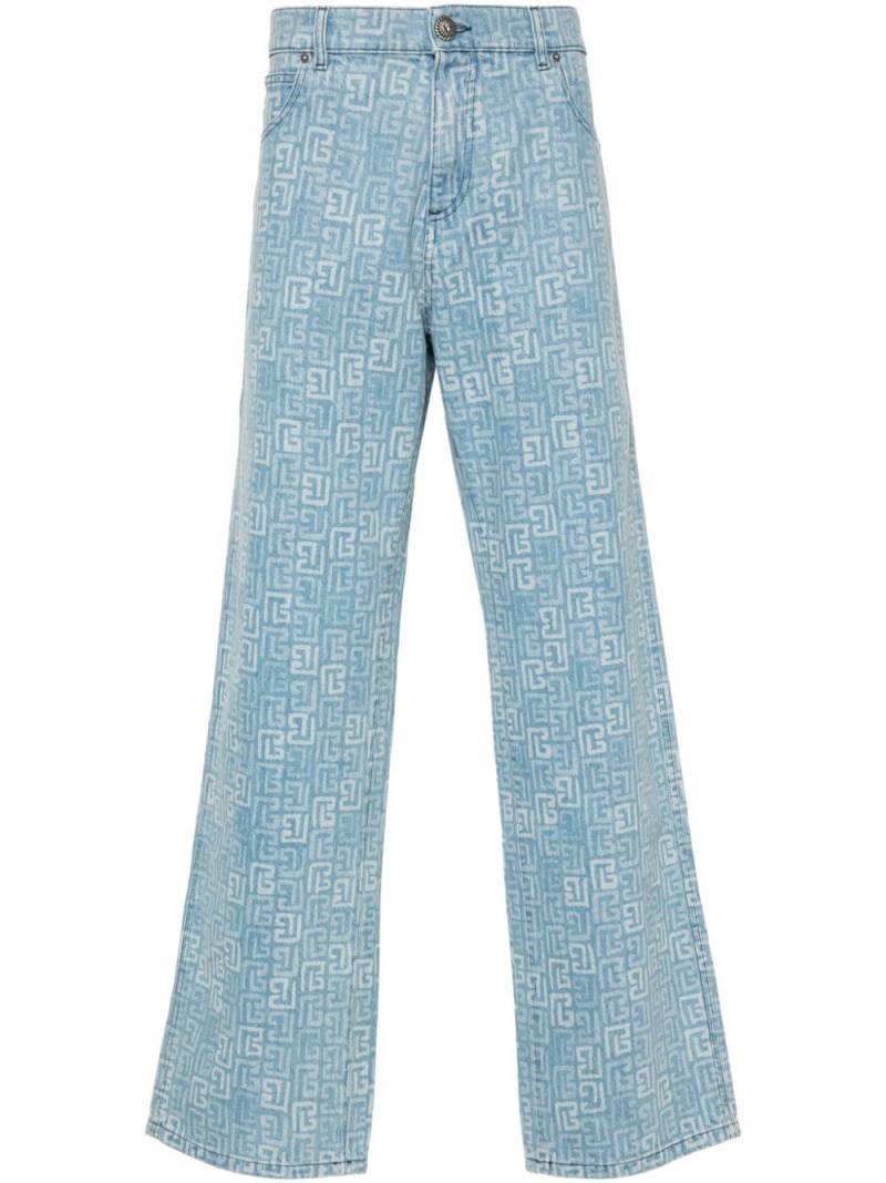 Balmain 4G-motif straight-leg jeans - Blue von Balmain