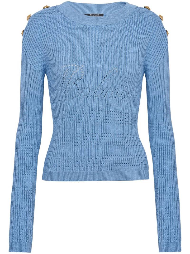 Balmain 6-Button ribbed-knit jumper - Blue von Balmain