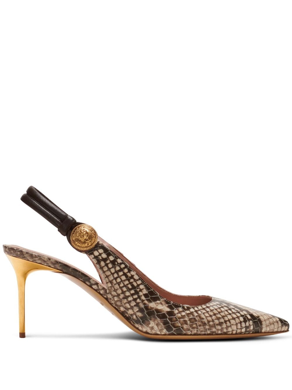 Balmain Alma 75mm snakeskin leather pumps - Brown von Balmain