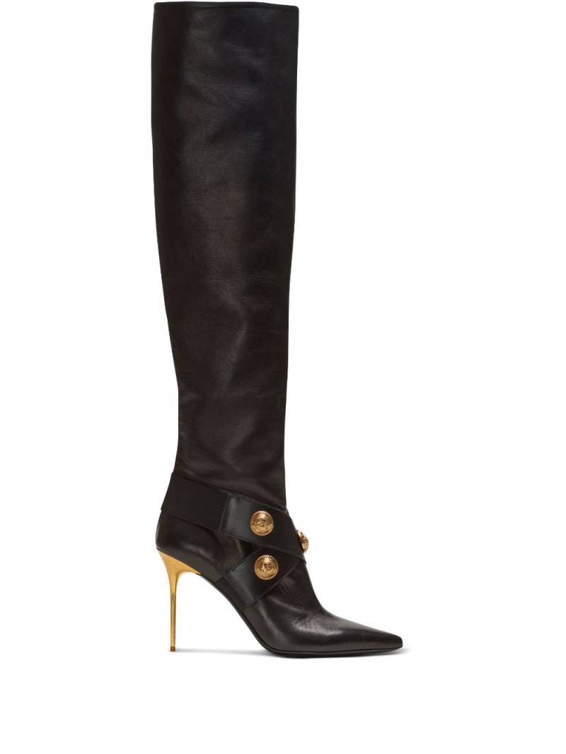 Balmain Alma leather knee-high boots - Black von Balmain