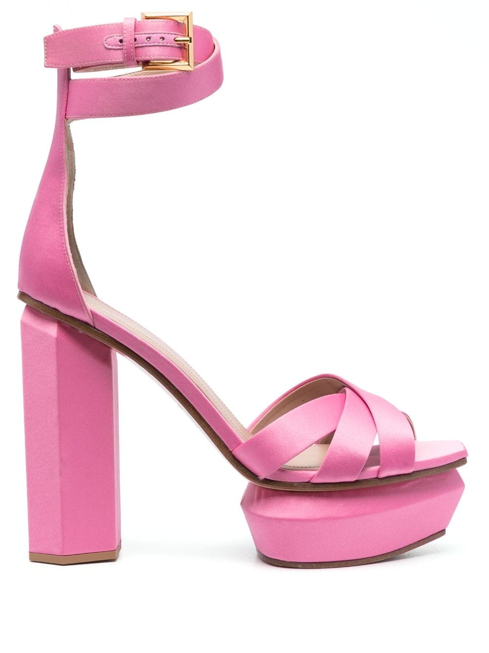 Balmain Ava satin 140mm platform sandals - Pink von Balmain