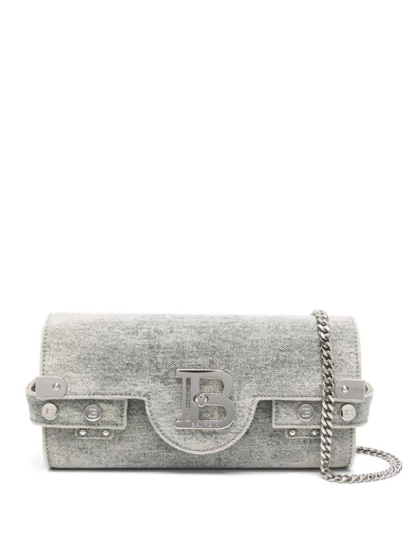 Balmain B-Buzz denim clutch bag - Grey von Balmain