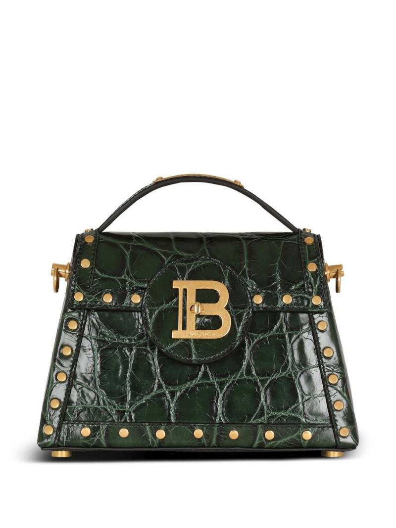 Balmain B-buzz crocodile-embossed shoulder bag - Green von Balmain