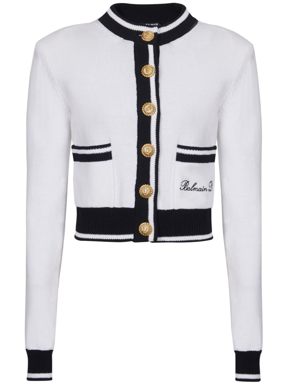 Balmain Balmain Signature logo-embroidered cardigan - White von Balmain