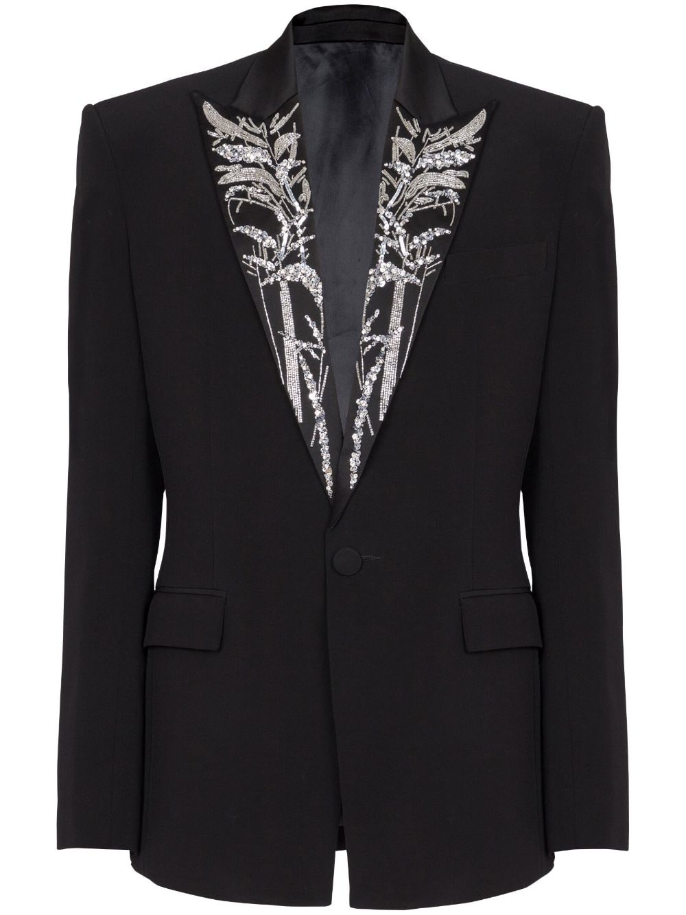 Balmain Bamboo-embroidered single-breasted blazer - Black von Balmain