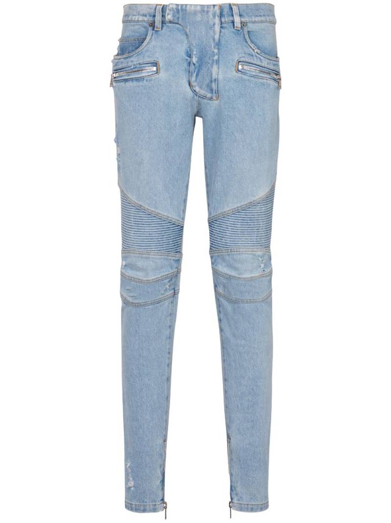 Balmain Biker mid-rise skinny jeans - Blue von Balmain