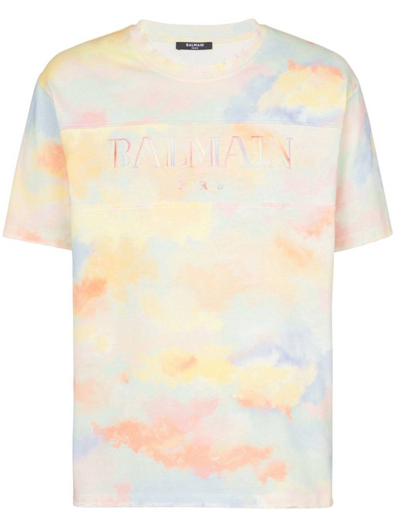 Balmain Cloud Vintage logo-embroidered cotton T-shirt - Blue von Balmain