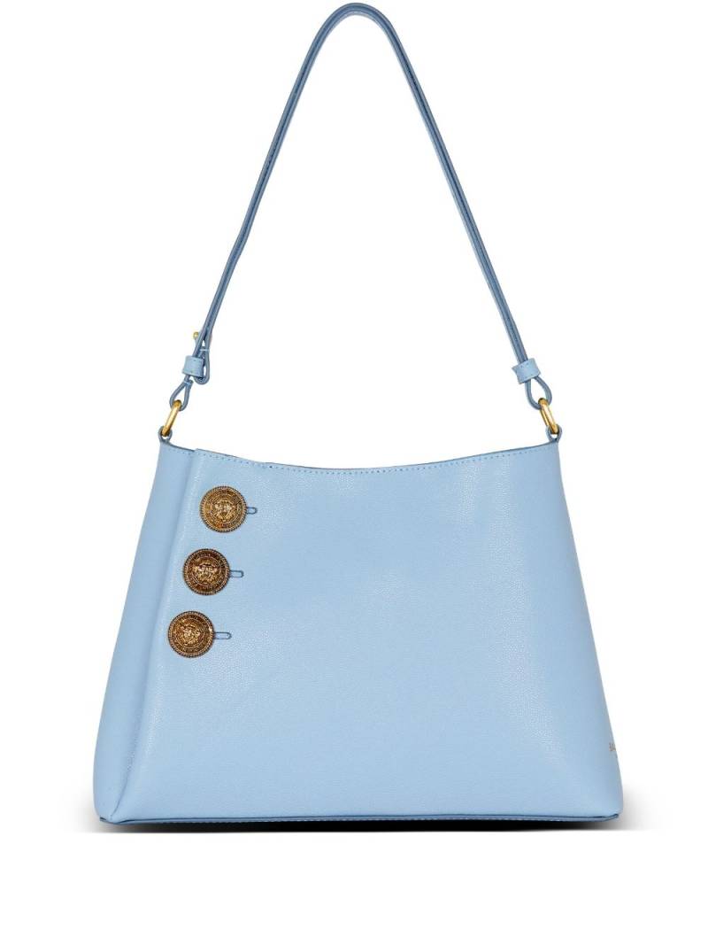 Balmain Emblème leather shoulder bag - Blue von Balmain