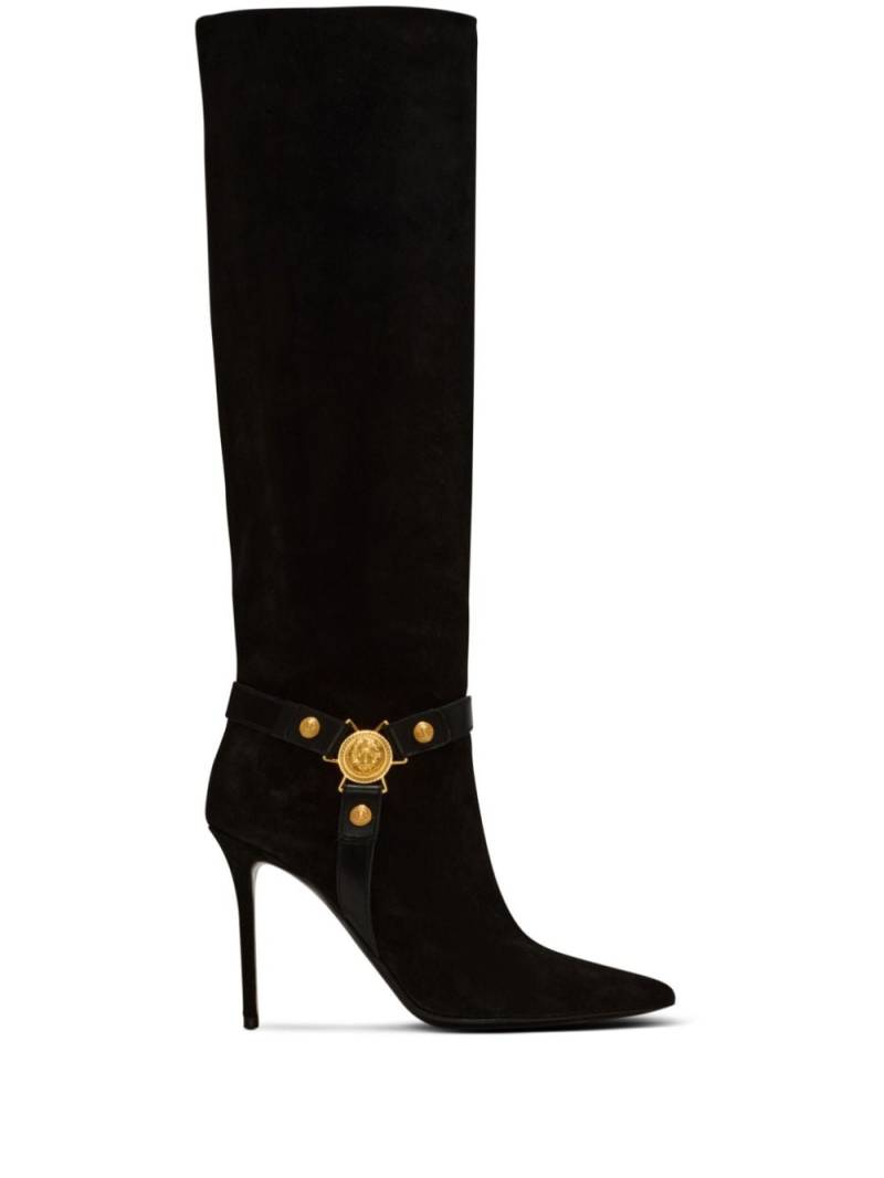 Balmain Eva 95mm suede knee-high boots - Black von Balmain