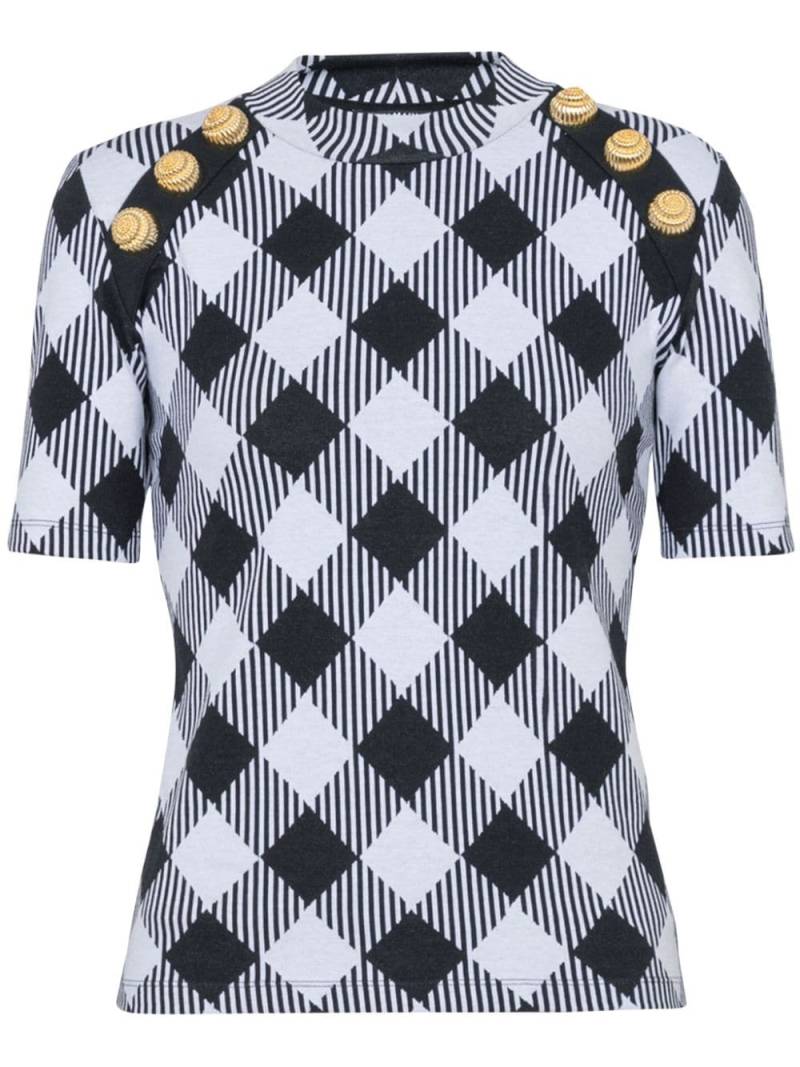 Balmain Gingham T-shirt - Black von Balmain