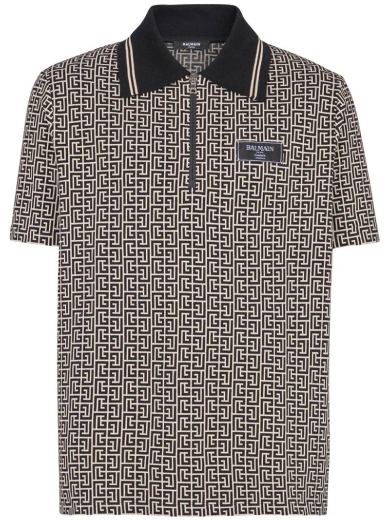 Balmain Labyrinth jacquard polo shirt - Black von Balmain