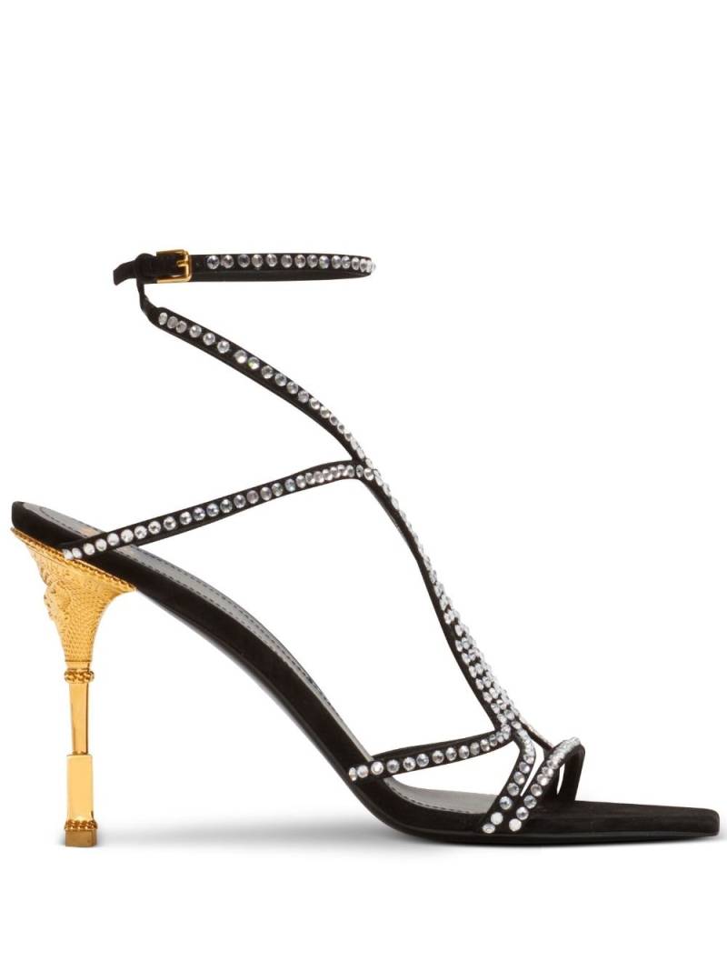 Balmain Moneta 95mm crystal-embellished sandals - Black von Balmain
