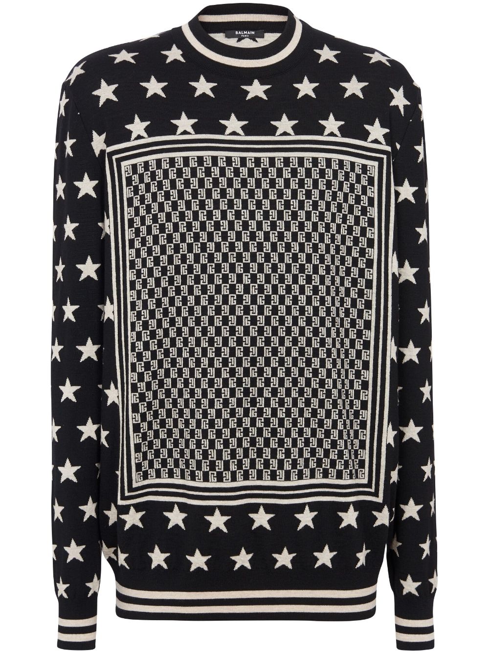 Balmain Monogram Stars wool jumper - Black von Balmain