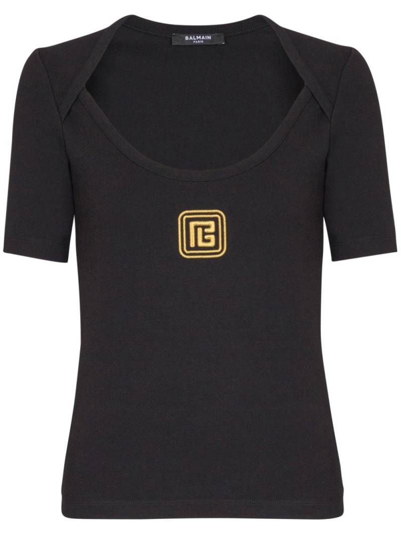 Balmain PB logo-embroidered T-shirt - Black von Balmain