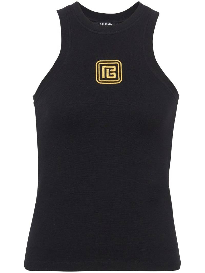 Balmain PB logo-embroidered tank top - Black von Balmain