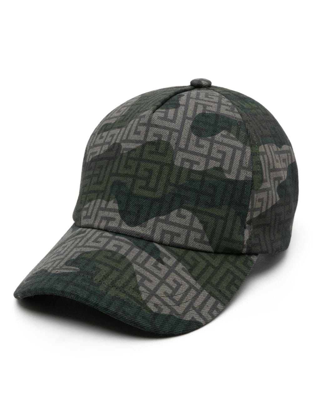 Balmain PB-monogram camouflage-print cap - Green von Balmain