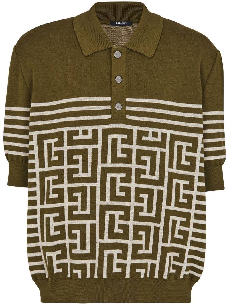 Balmain PB monogram-knit polo shirt - Green von Balmain