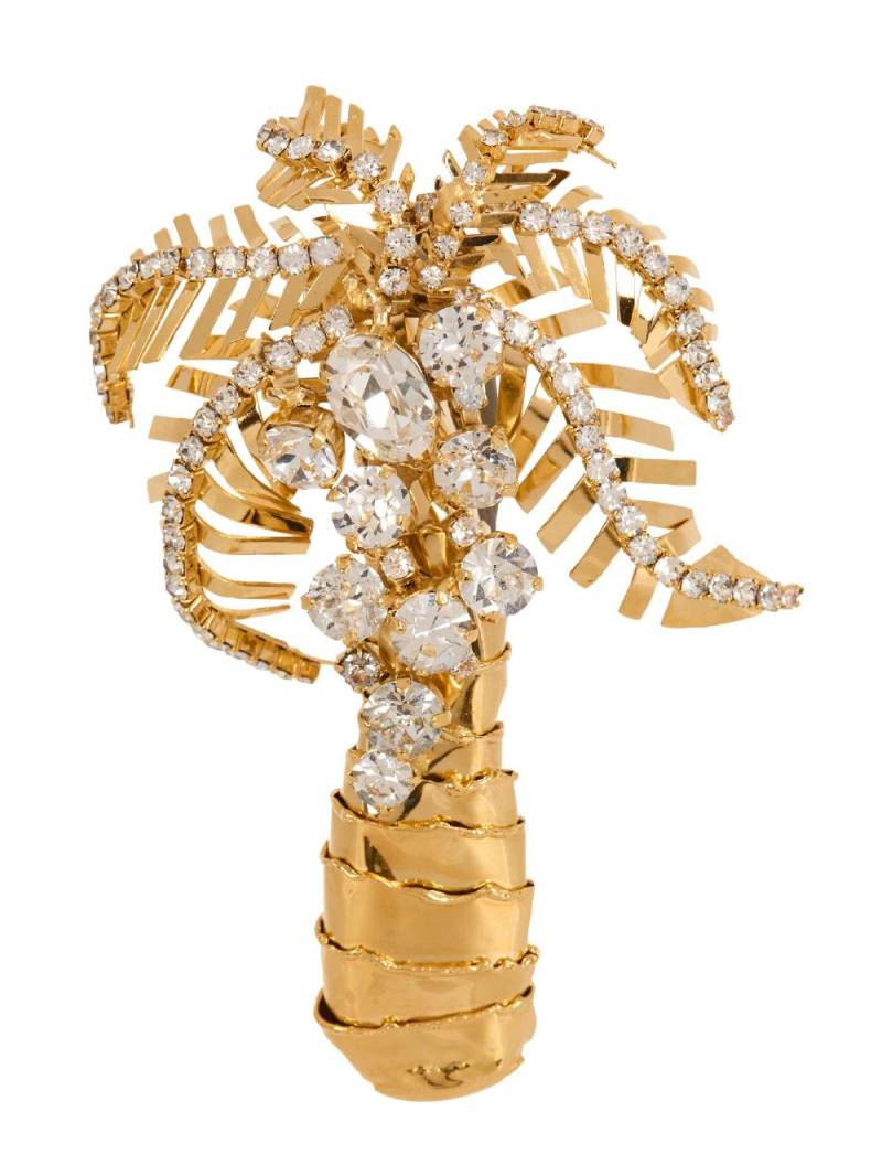 Balmain Palm Tree crystal-embellished brooch - Gold von Balmain