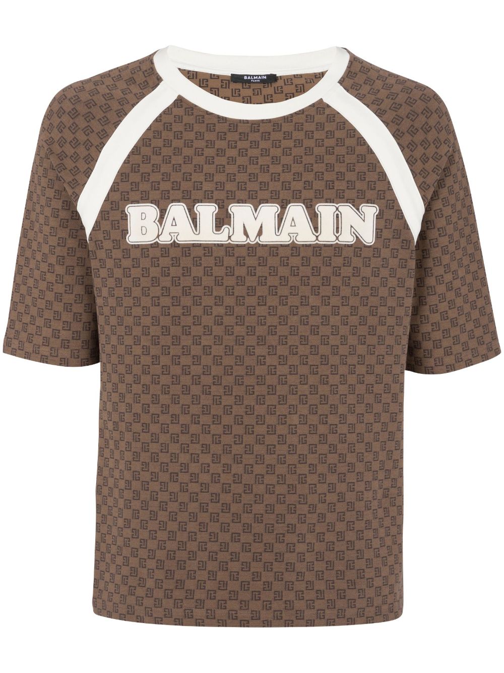 Balmain Retro Mini Monogram T-shirt - Brown von Balmain