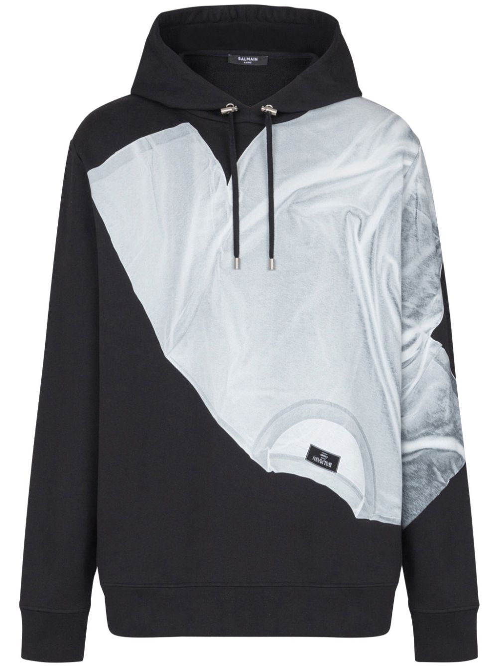 Balmain T-shirt print hoodie - Black von Balmain