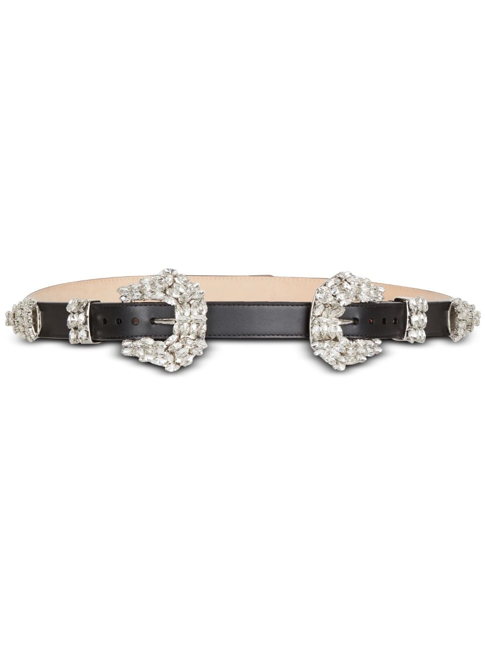 Balmain Western crystal-embellished leather belt - Black von Balmain