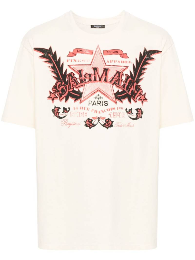 Balmain Western-print cotton T-shirt - Neutrals von Balmain