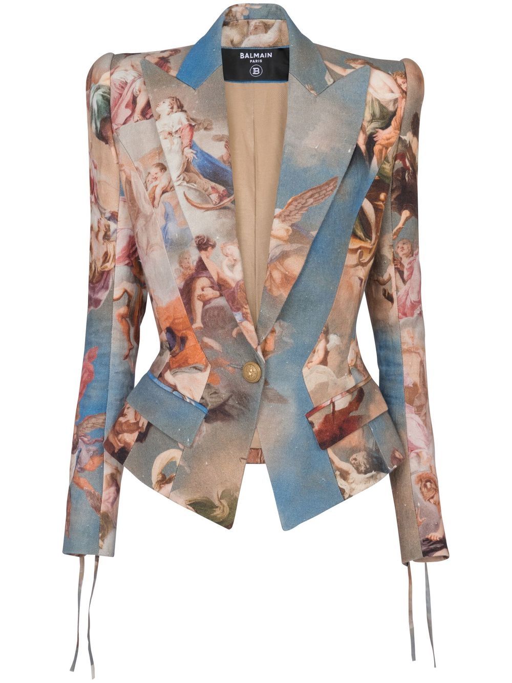 Balmain abstract-print double-breasted blazer - Blue von Balmain