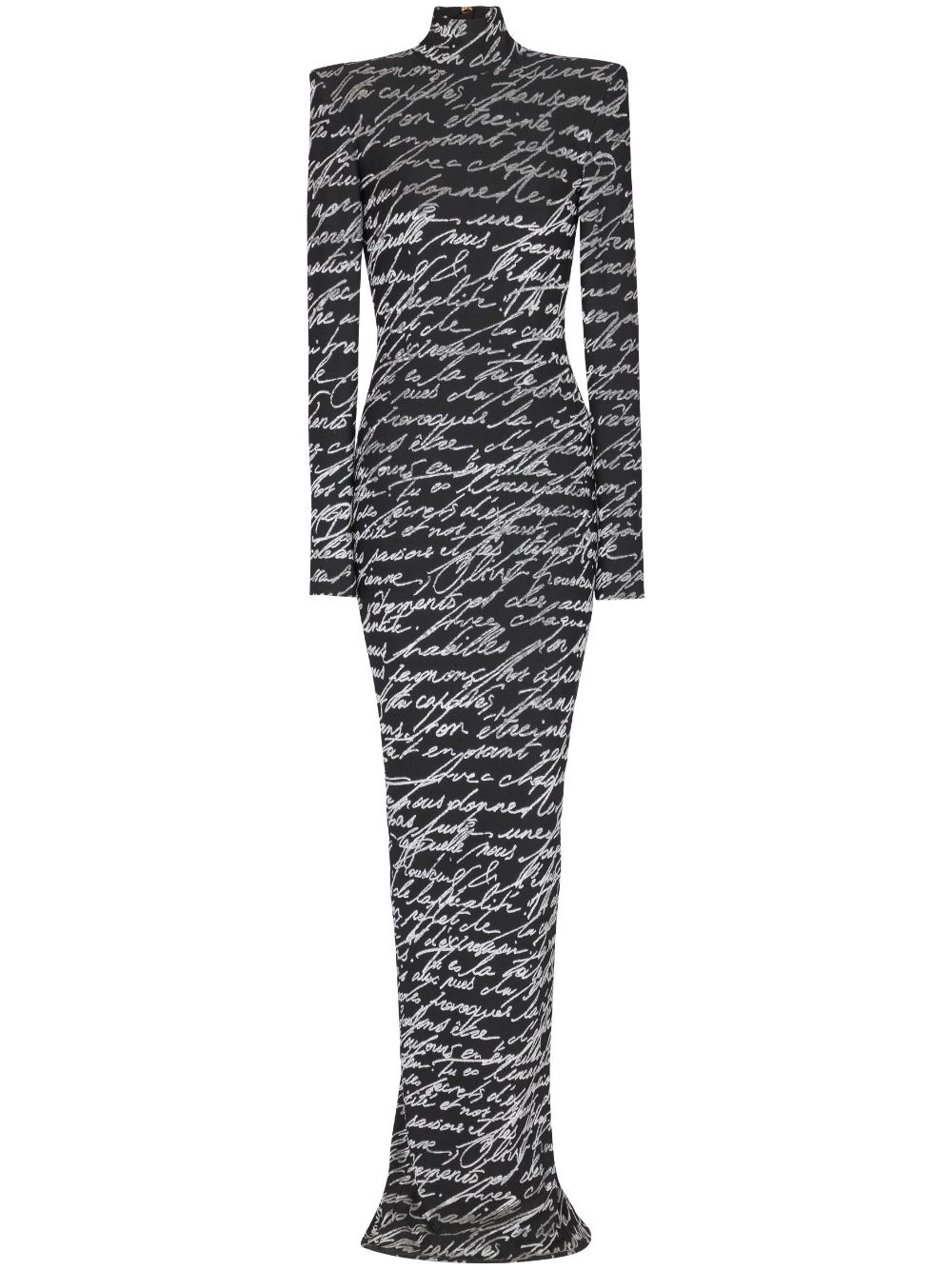 Balmain all-over slogan-print maxi dress - Black von Balmain