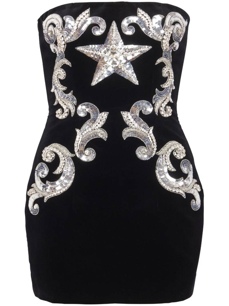 Balmain embroidered-star bandeau cotton minidress - Black von Balmain