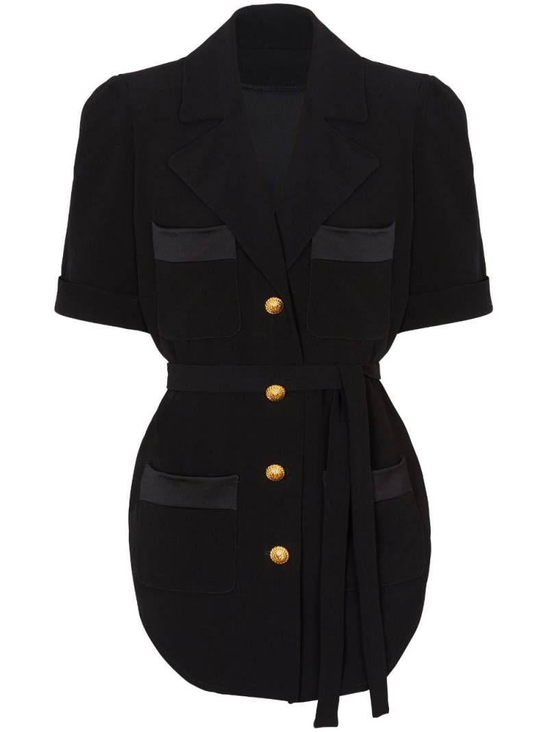 Balmain belted crepe short-sleeve shirt - Black von Balmain