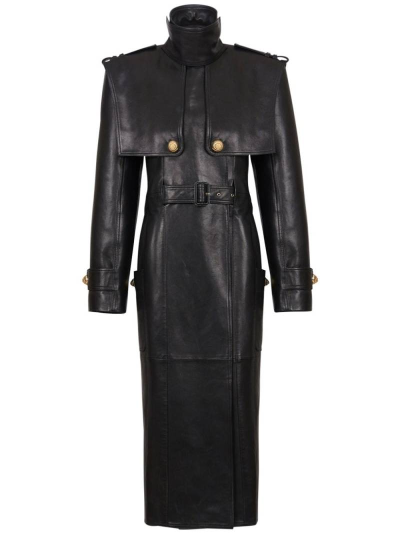 Balmain belted lambskin trench coat - Black von Balmain